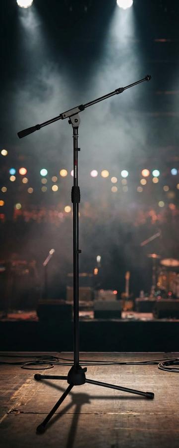 Tripod mic stand on concert stage