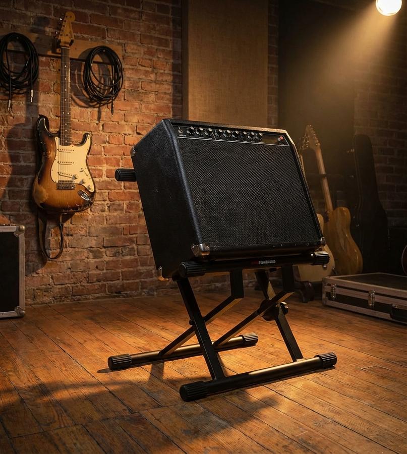 Guitar amp stand in rehearsal room