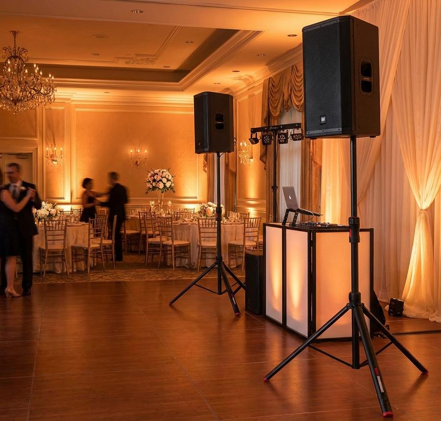 Speaker stands at live event