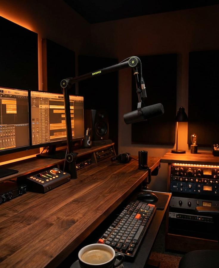 Shure Boom Arm in home studio setup